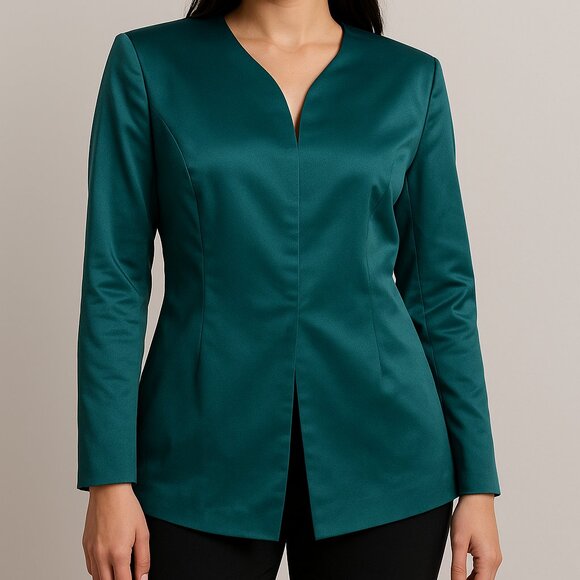 Miscreants Satin Peacock Blue Blazer UK 12 US 8 Lime Green Lining Sample Piece - Picture 1 of 5